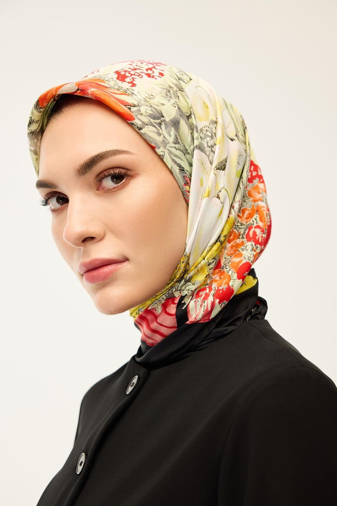 CENNET BAHÇESİ TİVİL İPEK EŞARP TURUNCU