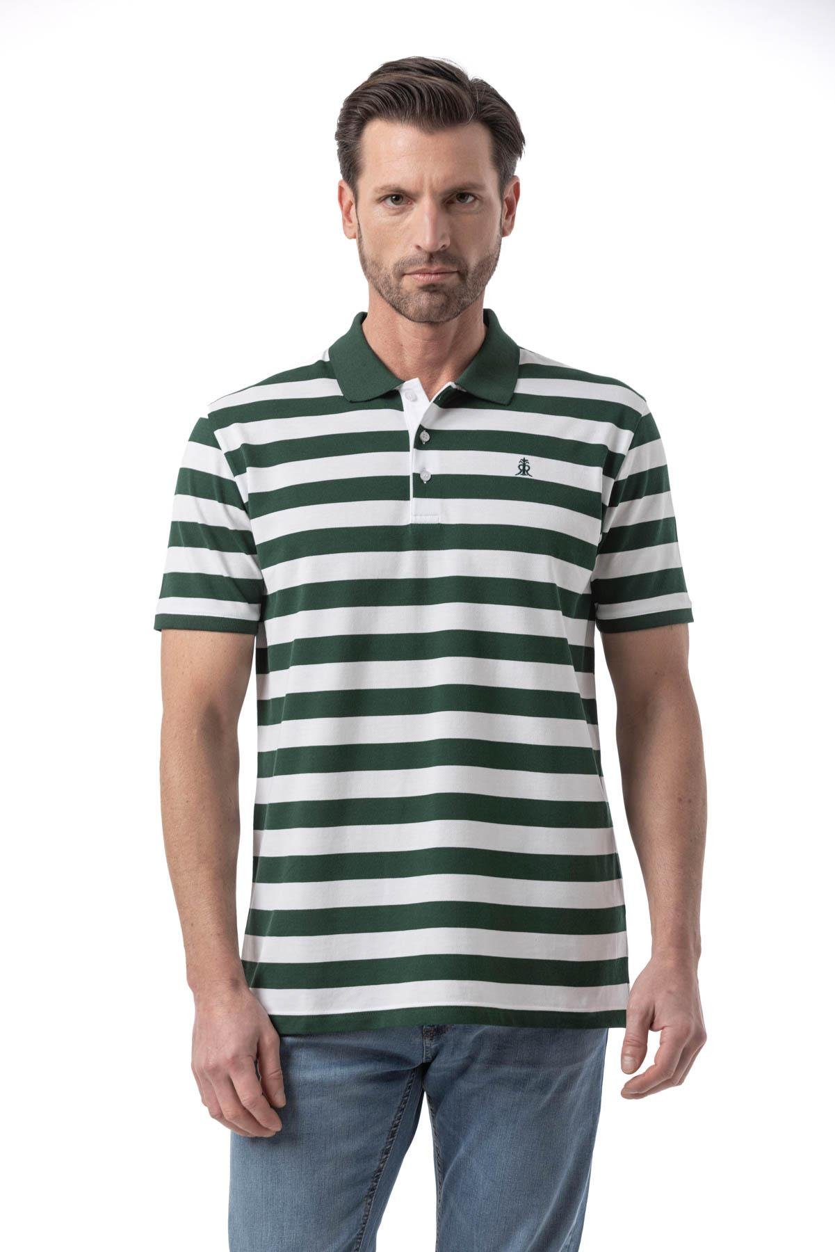 Cotton Printed Ringel Pique - Polo Shirt