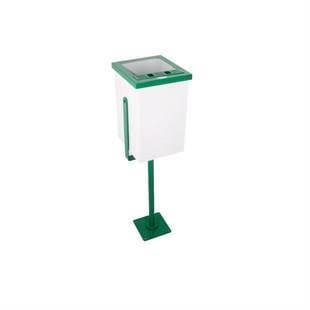 Maxiflow Bahçe Kare Ayaklı Çöp Kovası 30X26X102Cm Yeşil