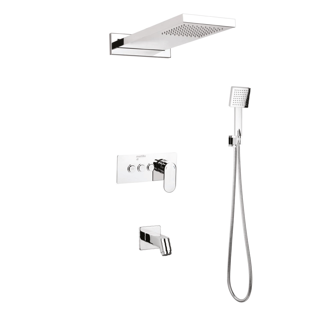 Mistillo Ankastre Duş Seti 550X220 Mm Sus 304 Krom Yağmur Panel Tepe Duşu