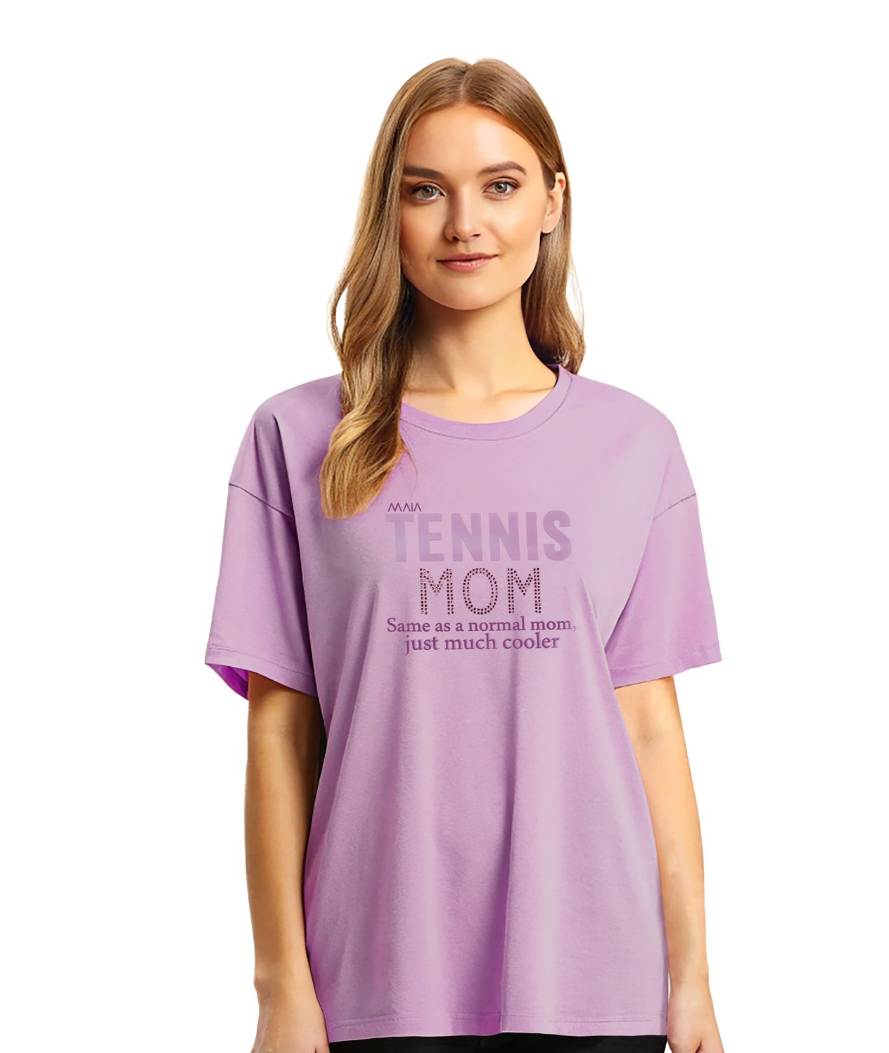 Kadın Bisiklet Yaka Oversize Tennis MOM T-shirt