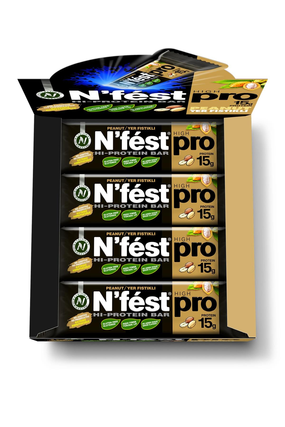 Yüksek Protein Bar Yer Fıstıklı 45g x 12 Adet