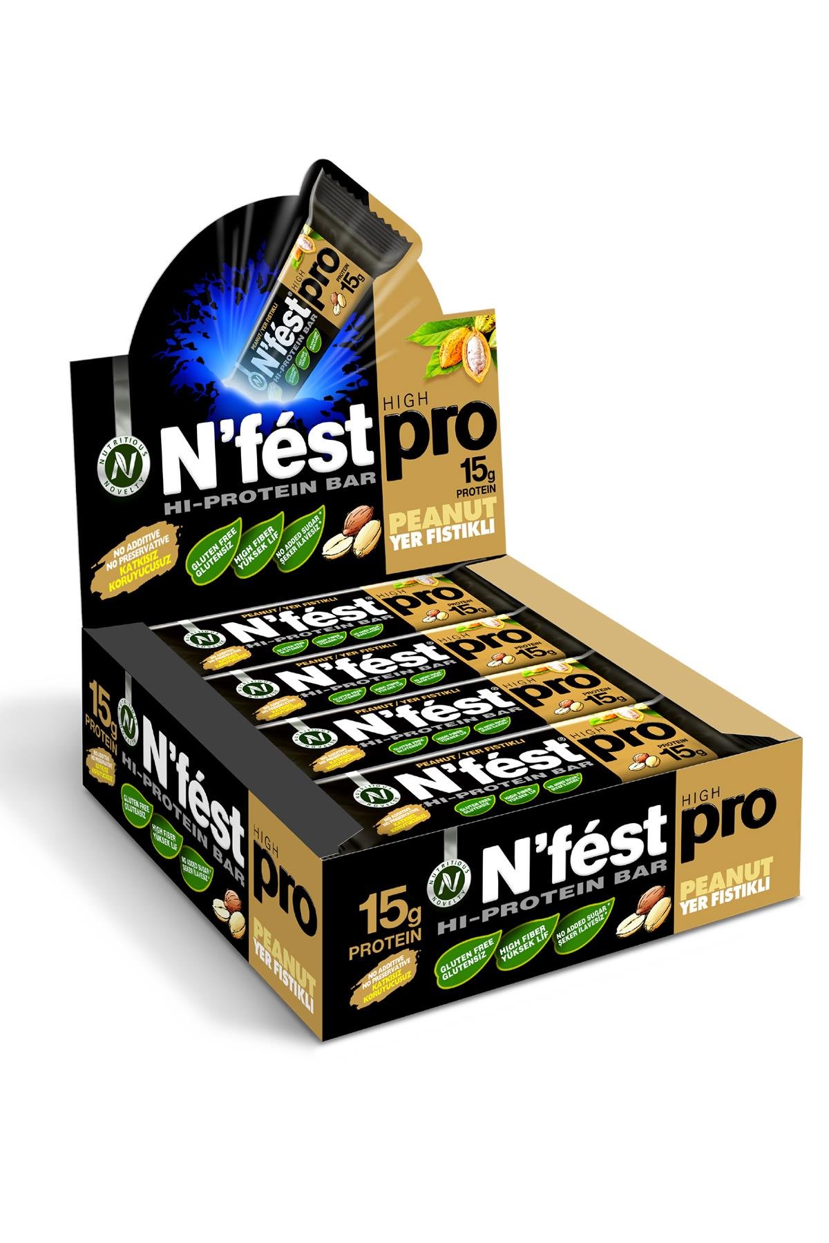 Yüksek Protein Bar Yer Fıstıklı 45g x 12 Adet