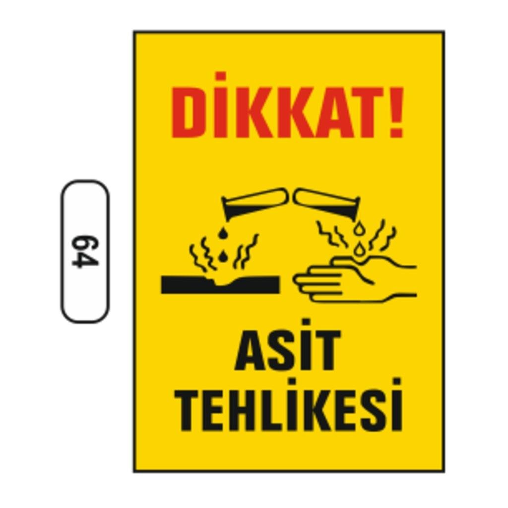 Dikkat Asit Tehlikesi Uyarı Ikaz Levhası