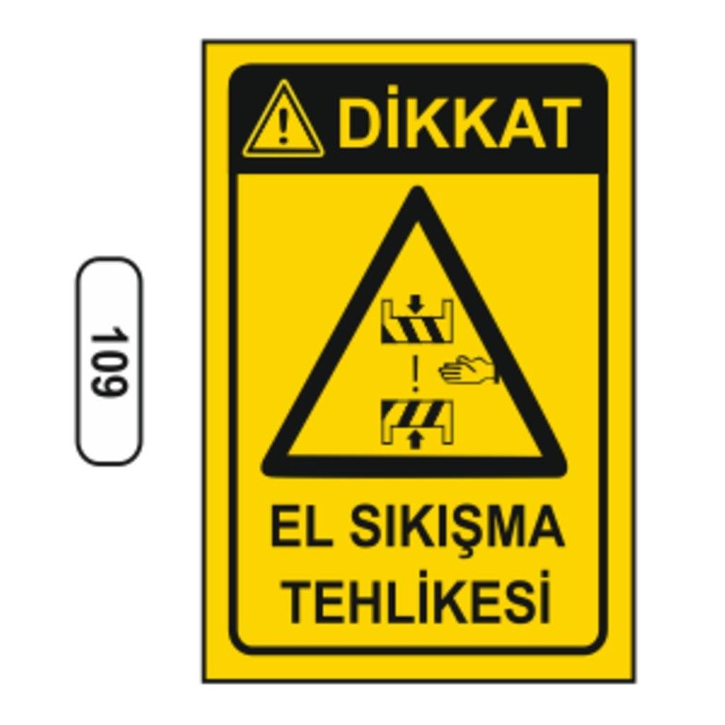 Dikkat El Sıkışma Tehlikesi Uyarı Ikaz Levhası