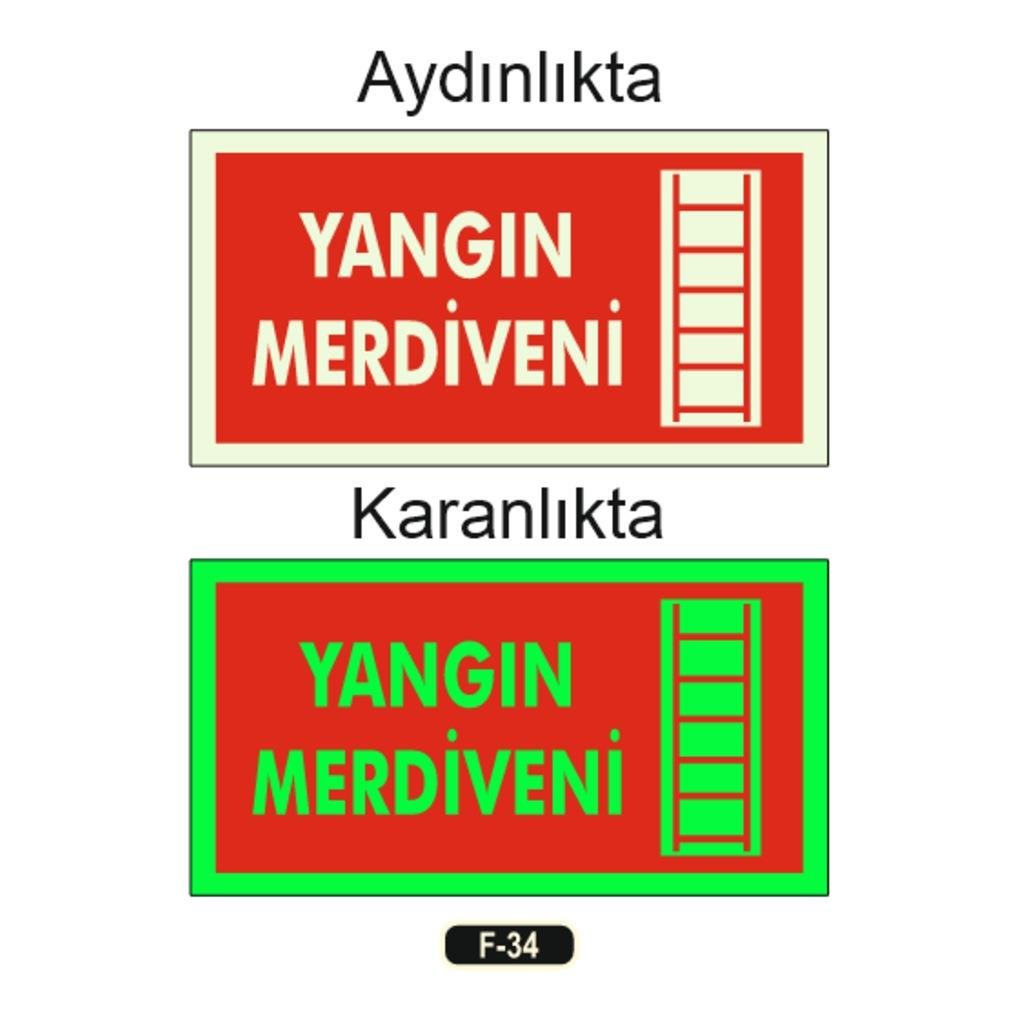 Fosforlu Yangın Merdiveni Levhası