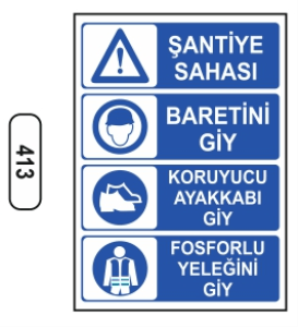 Şantiye Sahası Baretini Kullan Uyarı Levhası