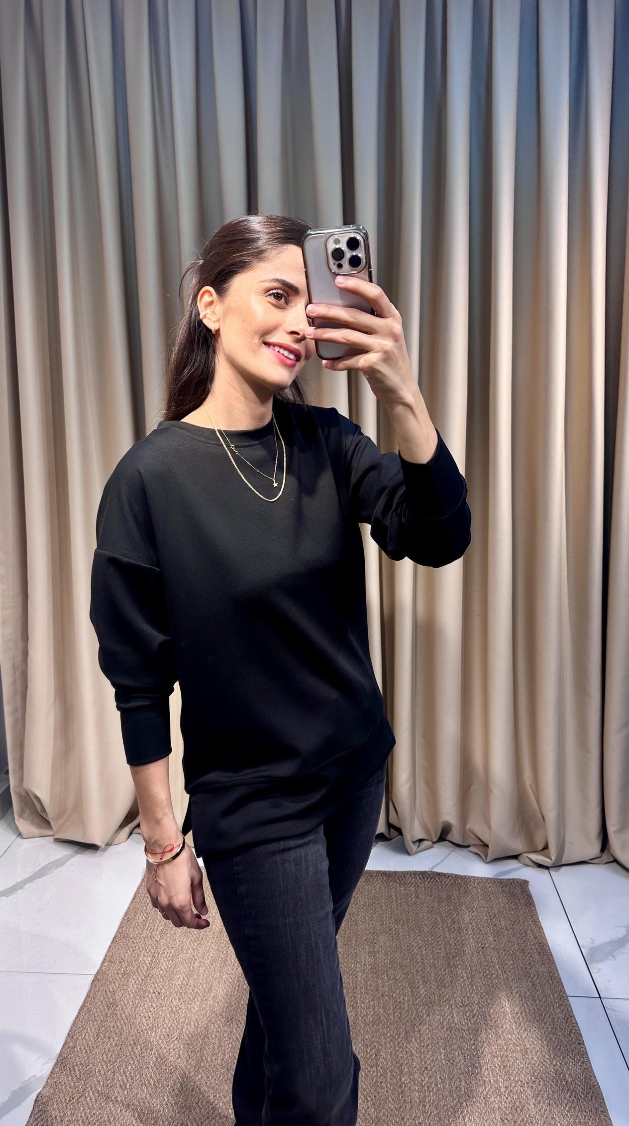 Modal Kumaş Siyah Sweatshirt
