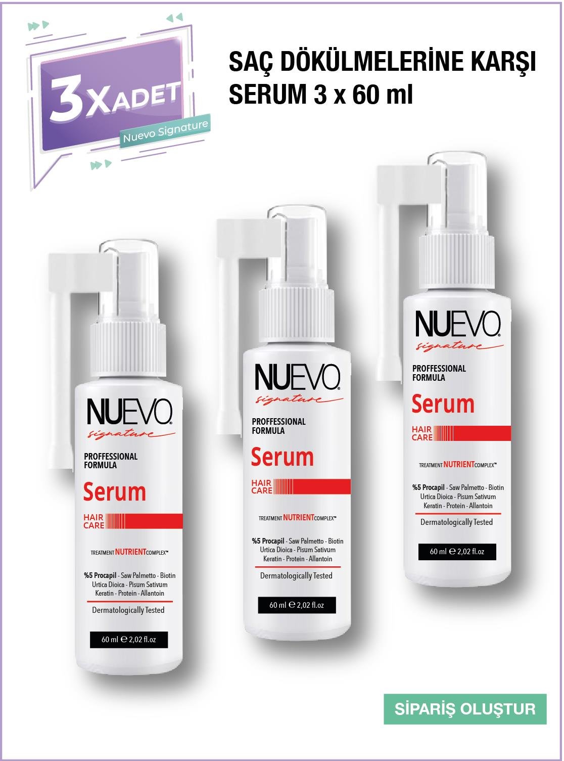 3 Adet Nuevo Signature Saç Dökülmelerine Karşı Saç Ekimi Sonrası %5 Prcocapil Serum