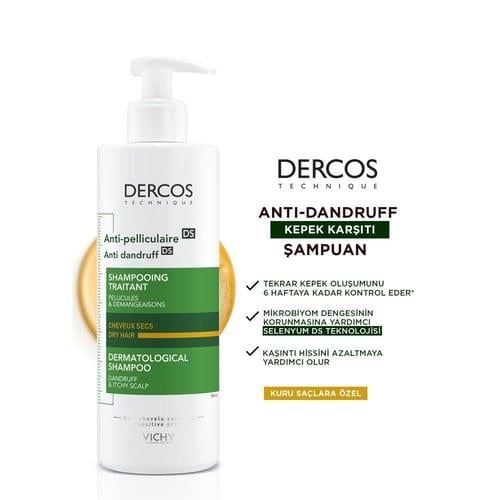 Dercos Anti-Dandruff DS Kepek Karşıtı Kuru Saçlar için Şampuan 390ml 