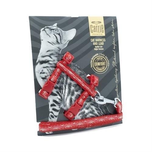  Cattie Desenli Ayarlanabilir Göğüs Tasması Kırmızı