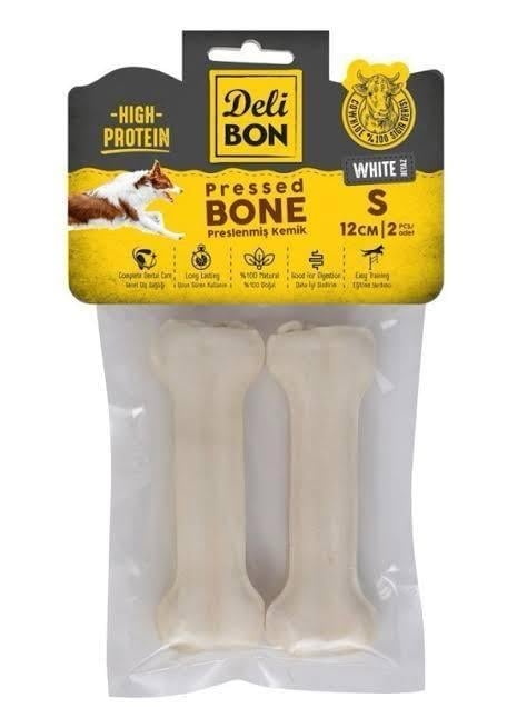  Delibon Deri Press Kemik Köpek Ödülü White 12 cm 2'li