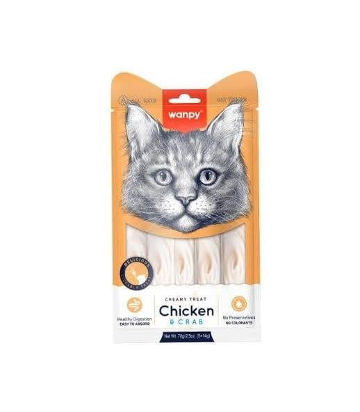 Wanpy Tavuklu ve Yengeçli 5x14 gr Krema Kedi Ödül Maması