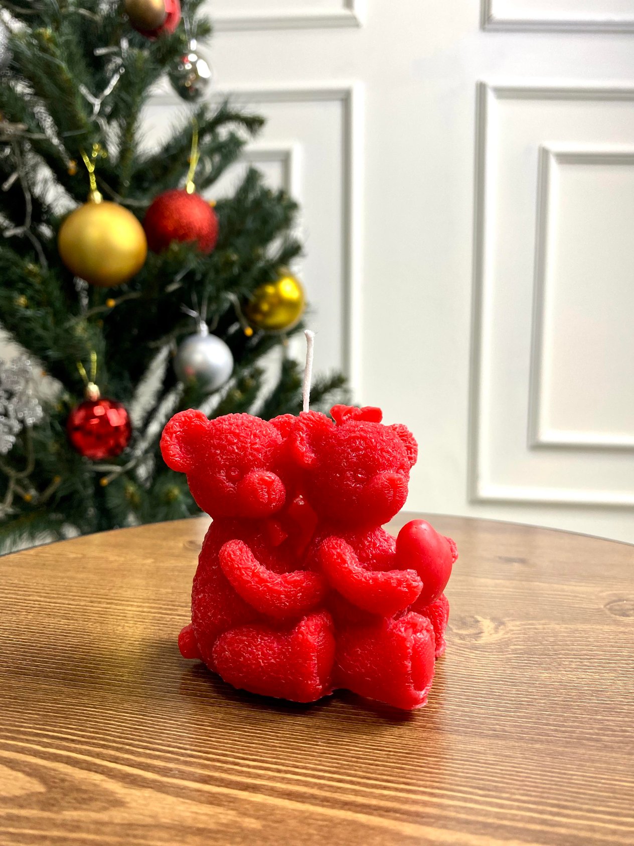 %100 Doğal Soya Wax Mum Kırmızı İkili  Ayıcık 