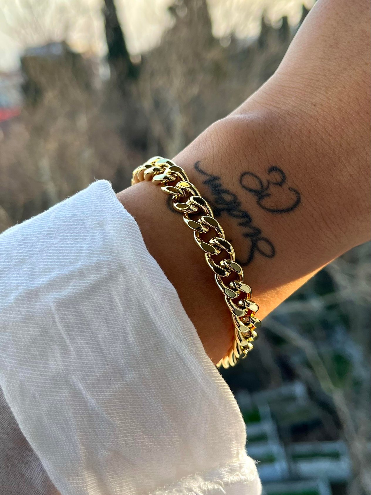 Çelik Bileklik Middle Chain Gold