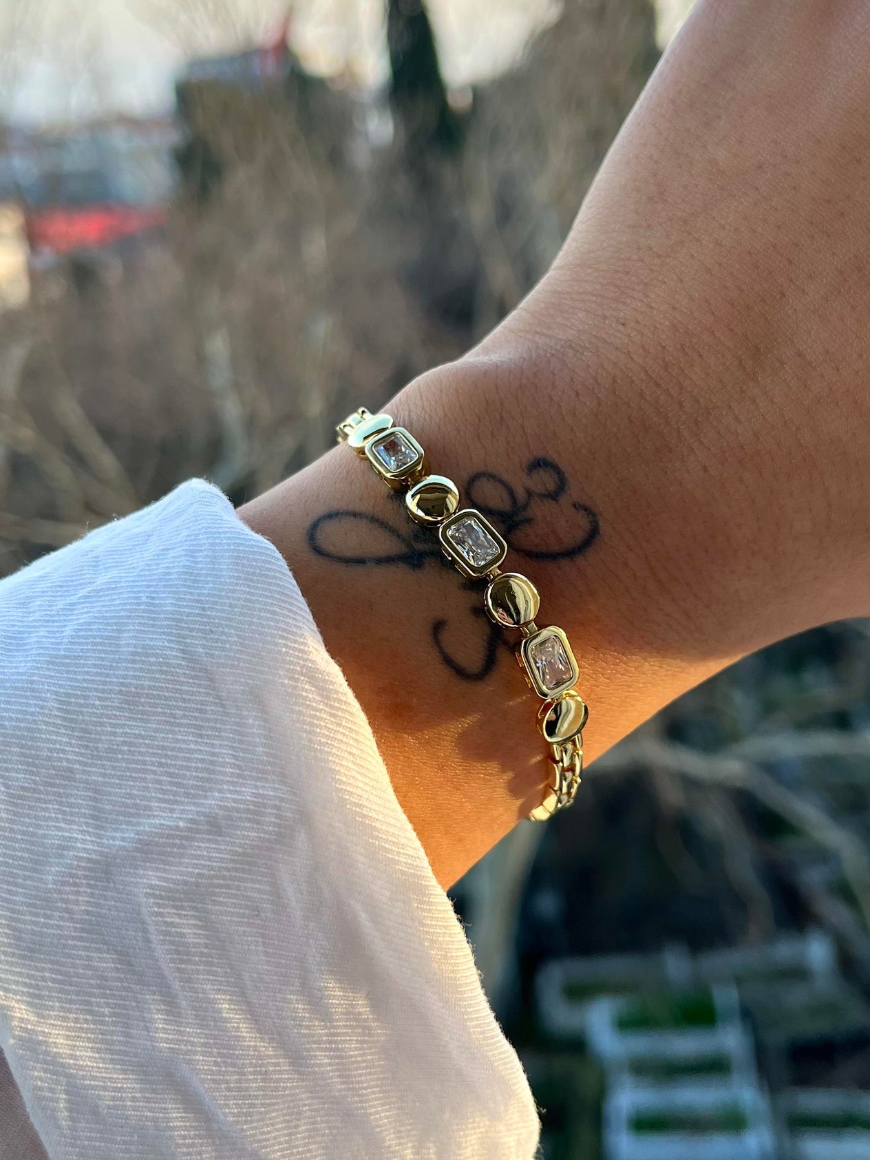Çelik Bileklik XP Stone Point Gold