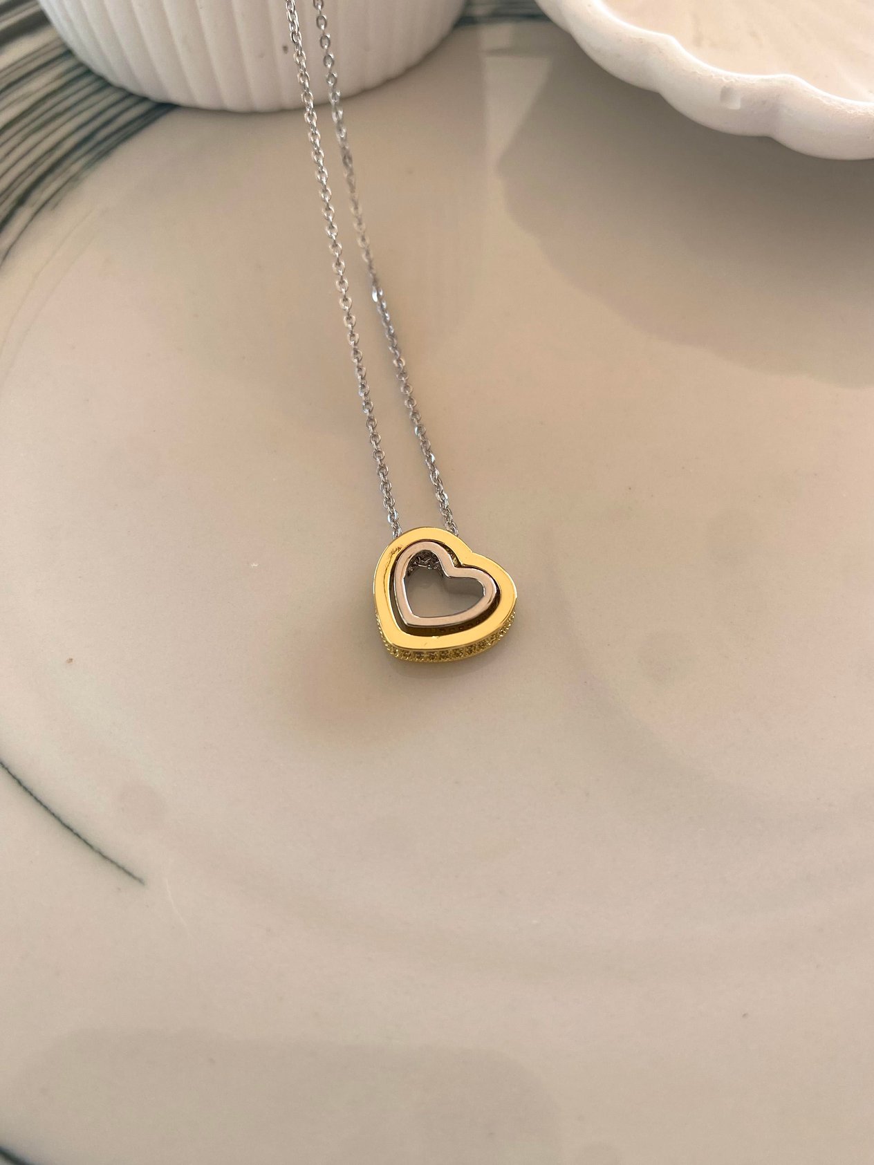 Mix Double Heart Kolye