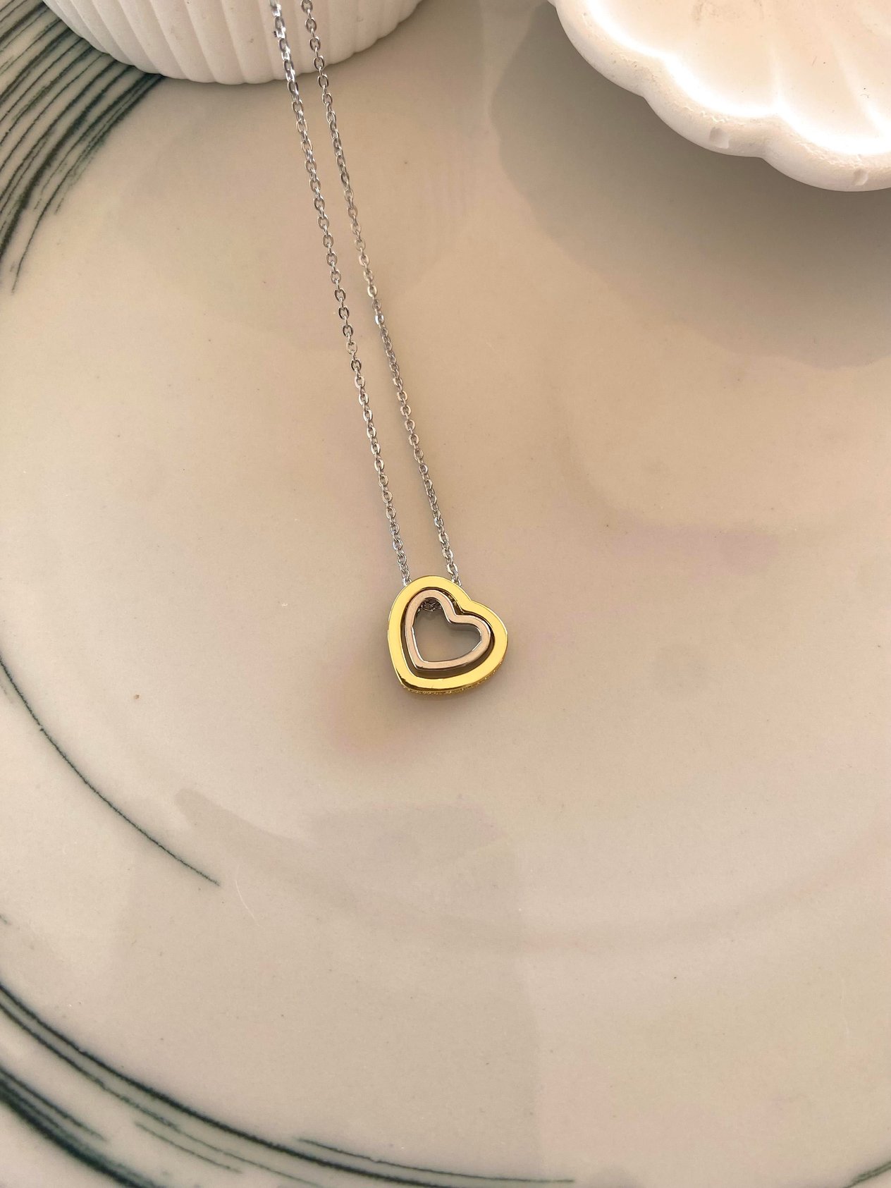 Mix Double Heart Kolye