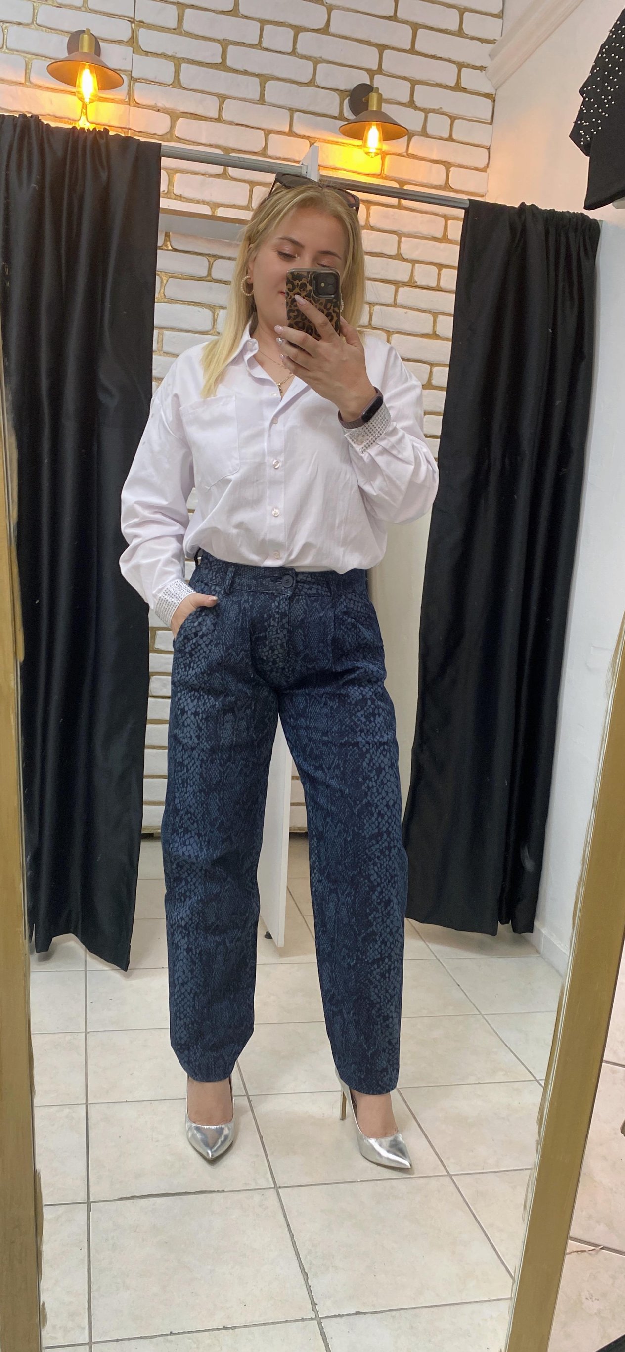 YILAN DESEN LİKRALI KOT PANTOLON