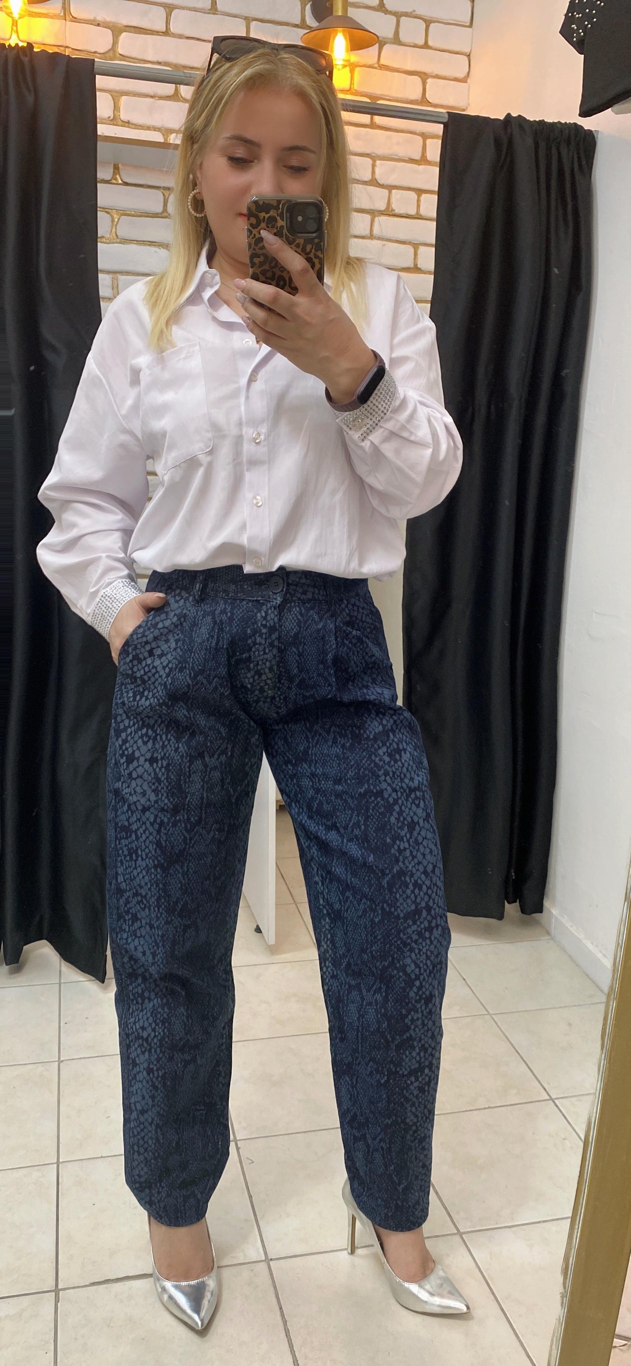 YILAN DESEN LİKRALI KOT PANTOLON