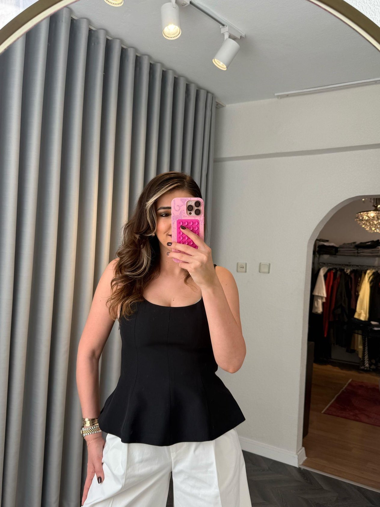 Dilvin Kare Yaka Peplum Top Siyah