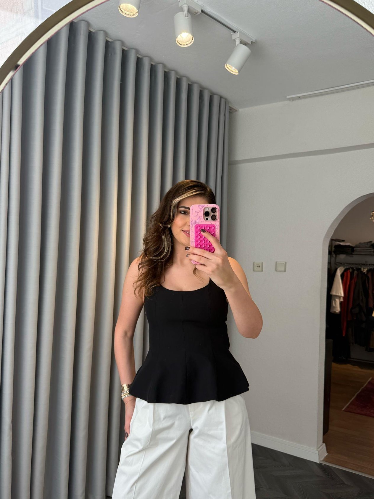 Dilvin Kare Yaka Peplum Top Siyah