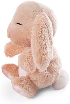 48708 Soft Toy Sleeping Pets Bunny Caramel in Peach Basket 12cm