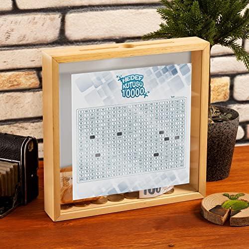 Amaçlı Parabox Ahşap Hedef Kutusu - Akrilik Ön Yüzey, Kolay Para Çıkarma, 3 Hedef Stickerlı, Duvara Asılabilir ve Masaüstü Kullanım