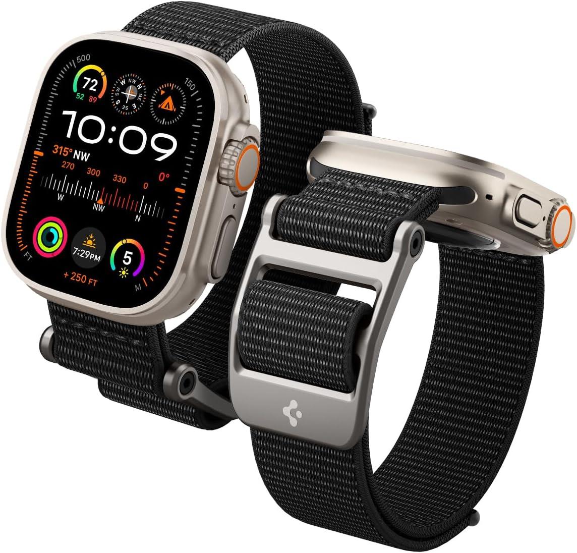 Apple Watch 49mm Ultra 2/1 - 46mm Seri 10 - 45mm Seri 9/8/7 - 44mm Seri SE2/SE/6/5/4 Kordon Kayış Band DuraPro Flex Black - AMP02465