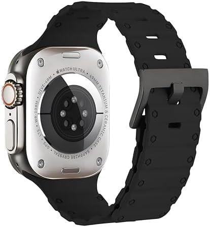 Apple Watch ile Uyumlu 42-44-45-46-49 mm için Kordon Bilek Boyuna Göre Ayarlanabilir Tokalı Yumuşak Silikon Kayış