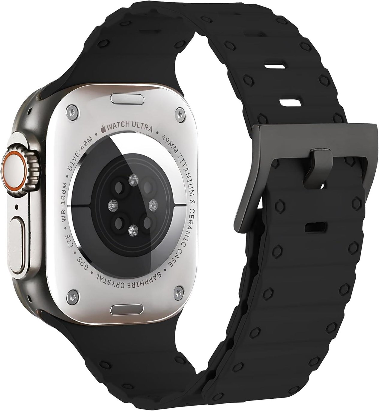 Apple Watch ile Uyumlu 42-44-45-46-49 mm için Kordon Bilek Boyuna Göre Ayarlanabilir Tokalı Yumuşak Silikon Kayış