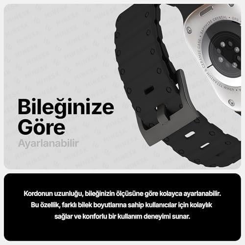 Apple Watch ile Uyumlu 42-44-45-46-49 mm için Kordon Bilek Boyuna Göre Ayarlanabilir Tokalı Yumuşak Silikon Kayış