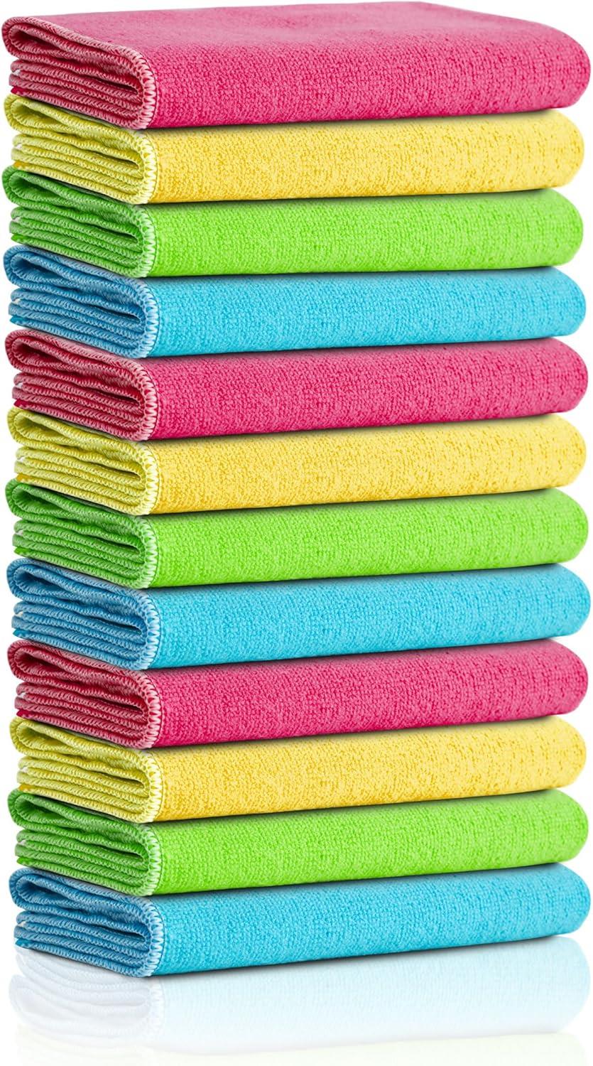 CLEANING | Mikrofiber Temizlik Bezi | Klasik Serii | 250 GSM | Banyo, Mutfak Bezi | Bulaşık Kurulama Bezi | 4 Renk x12 Adet