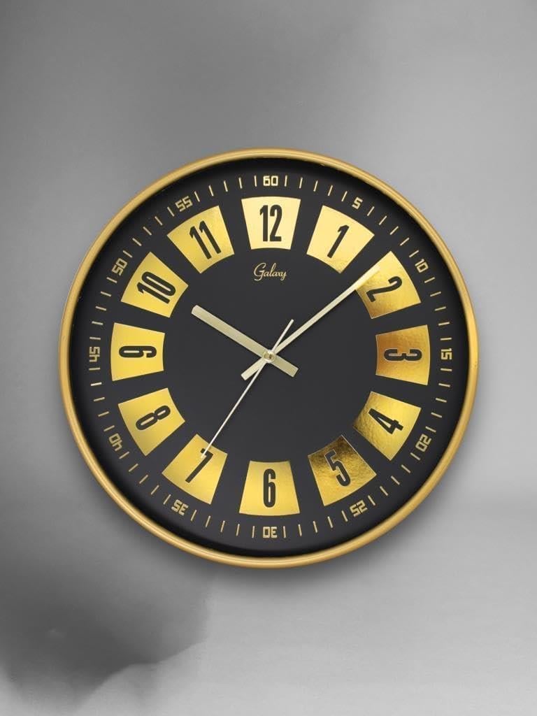 D-218-A-12 Parçalı Kadran 30 CM Sessiz Akar Duvar Saati Gold