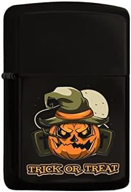 Gift Halloween Trick or Treat Tasarımlı Renkli Baskılı Siyah Benzinli Metal Çakmak