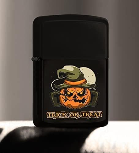 Gift Halloween Trick or Treat Tasarımlı Renkli Baskılı Siyah Benzinli Metal Çakmak
