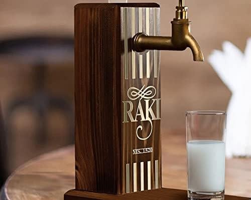 Gift Özel Rakı Baskılı Musluklu Doğal Ahşap İçki Standı, İçki Çeşmesi, Doğum Günü Hediyesi, Ev Hediyesi, İçecek Dispenseri