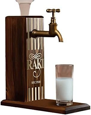 Gift Özel Rakı Baskılı Musluklu Doğal Ahşap İçki Standı, İçki Çeşmesi, Doğum Günü Hediyesi, Ev Hediyesi, İçecek Dispenseri