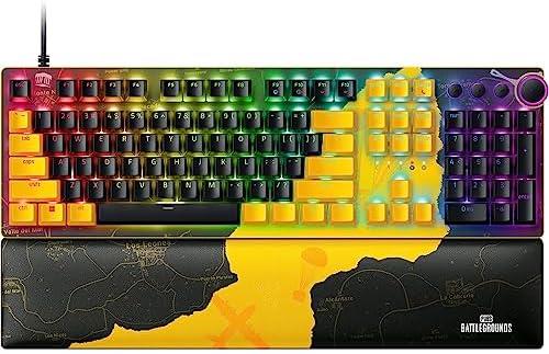 Huntsman V2 Optical Gaming Keyboard: Fastest Clicky Optical Switches w/Quick Keystrokes & 8000Hz Polling Rate - Doubleshot PBT Keycaps - Dedicated Media Keys & Dial - PUBG: Battleground Edition
