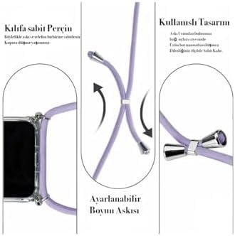 İphone 12 Uyumlu Kılıf Boyun Omuz Askılı Ipli Anti Şok Köşe Korumalı Şeffaf Silikon Kmp