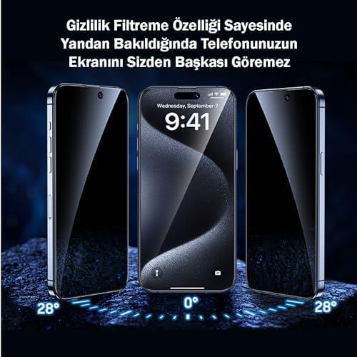 iPhone 15 Pro Max Hayalet Cam Ekran Koruyucu Tam Kaplayan Otomatik Hizalamalı Cam