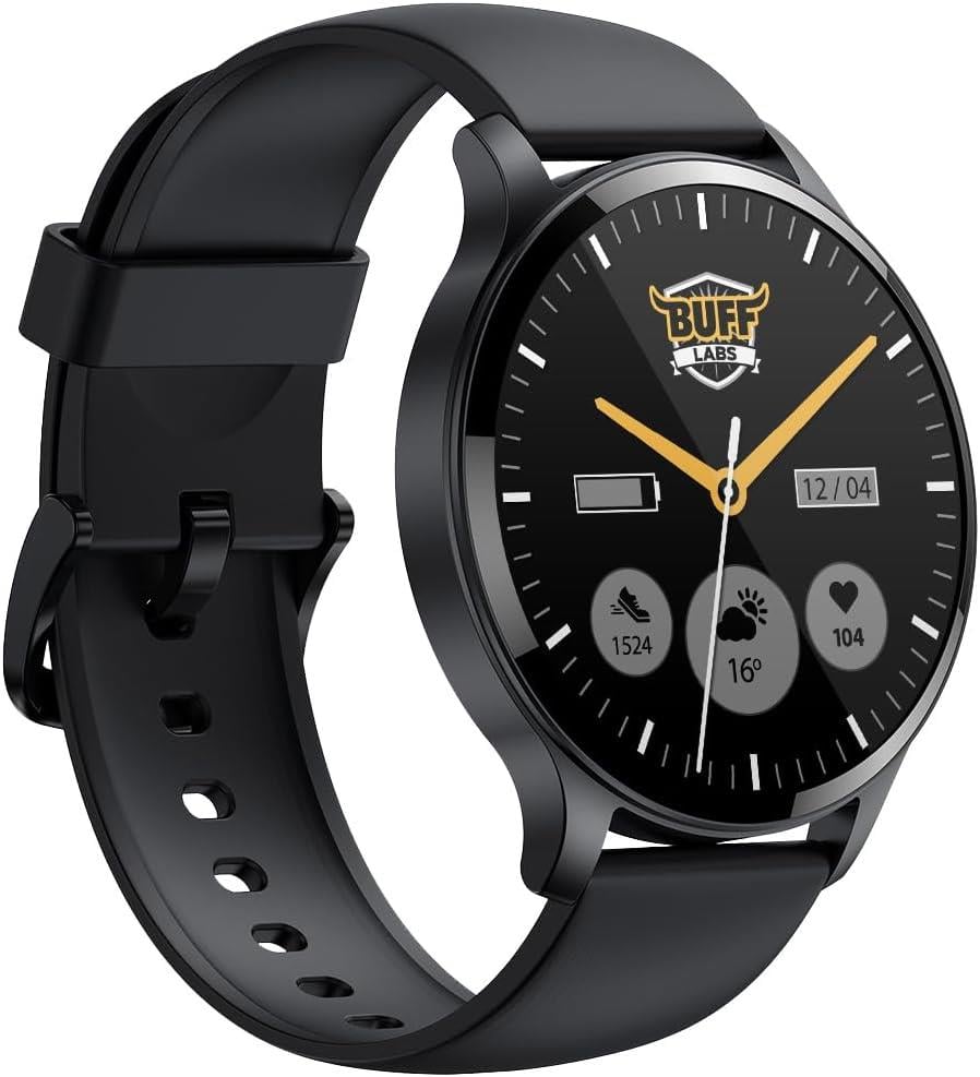 LABS Buff Akıllı Saat 1.43 İnç Büyük Ekran IP68 Spor Mod BT5.2 Siyah, Buff Labs, 47mm