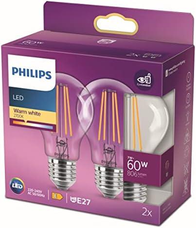 LED Classic 60W A60 Filament Ampul, 2700 Sarı Işık, E27 Normal Duy, Dim Edilmez 2'li Ekopaket