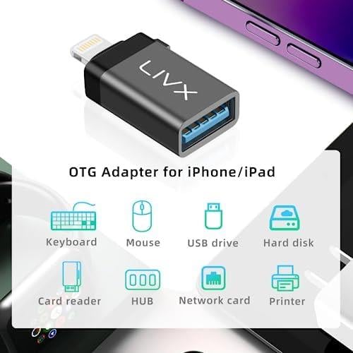 Lightning to USB 3.0 OTG Çevirici Adaptör Siyah OTGLGM