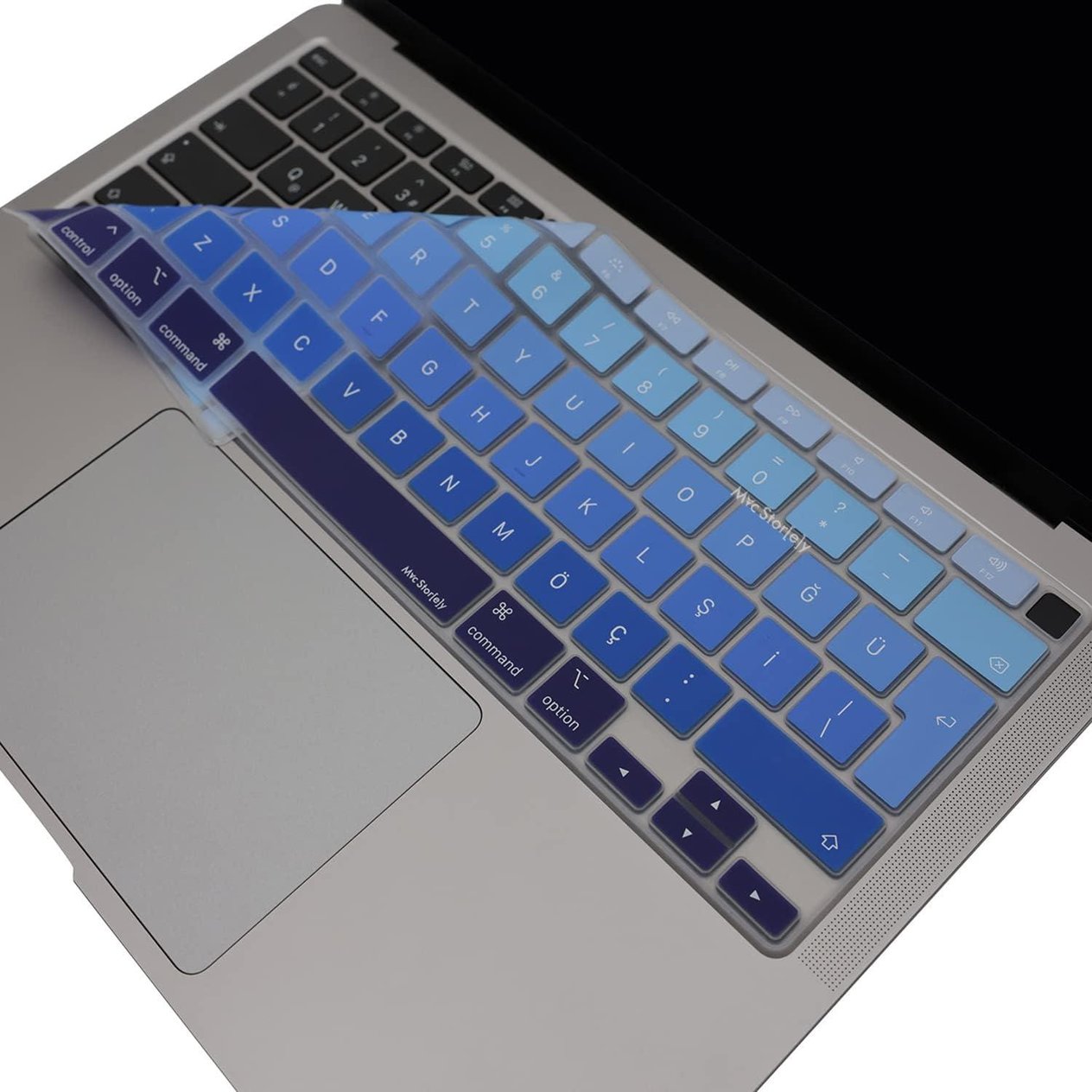 Macbook Air M1 13inç Klavye Koruyucu Türkçe Q Ombre A2179 A2337 ile Uyumlu Lacivert Mavi
