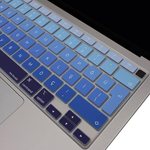 Macbook Air M1 13inç Klavye Koruyucu Türkçe Q Ombre A2179 A2337 ile Uyumlu Lacivert Mavi