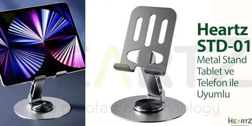 METAL 360 DERECE DÖNEBİLEN ÇİFT NOKTA AYARLI ÇOK FONKSİYONLU TABLET VE TELEFON STANDI
