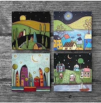 Minimalist Bohem Taş Bardak Altlığı Seti - 4 Parça - Dekoratif, Rustik Mutfak Aksesuarı, 10x10 cm, Kaydırmaz Tabanlı, Şık ve Dayanıklı SC148
