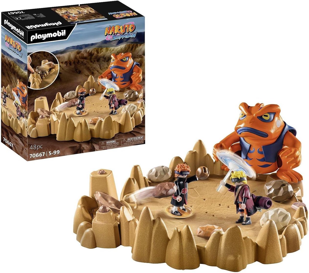 Naruto Shippuden 70667 Naruto vs Pain, Krater Taban Plakası ve Dev Kurbağa Gamakichi ile Heyecan verici Düello, 5 Yaş ve Üzeri Çocuklar İçin Oyuncak