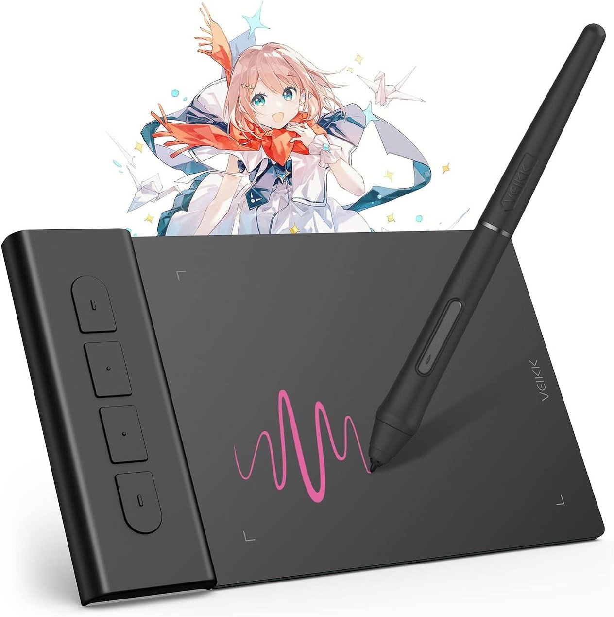 OSU Tablet Grafik Tablet VK430 4x3 inç, Pilsiz Stylus 290RPS Raporlama Hızı, 8192 Baskı Hassasiyeti ve 4 Kullanılabilir Tuş, Windows/Android/Mac/Chrome OS ile Uyumlu